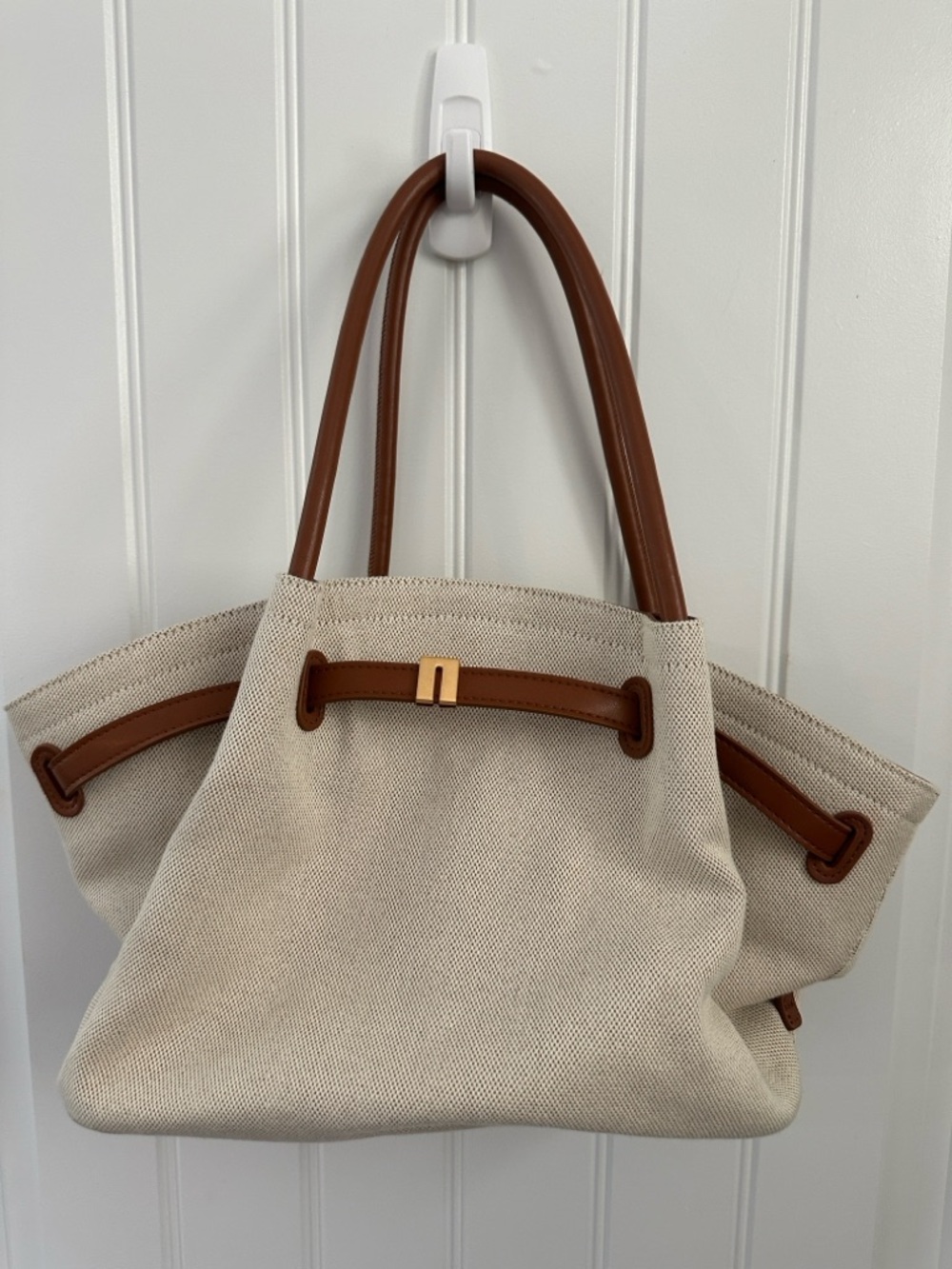 JW PEI- Hana Medium Tote Bag - Canvas and brown trim - Picture 10 of 10
